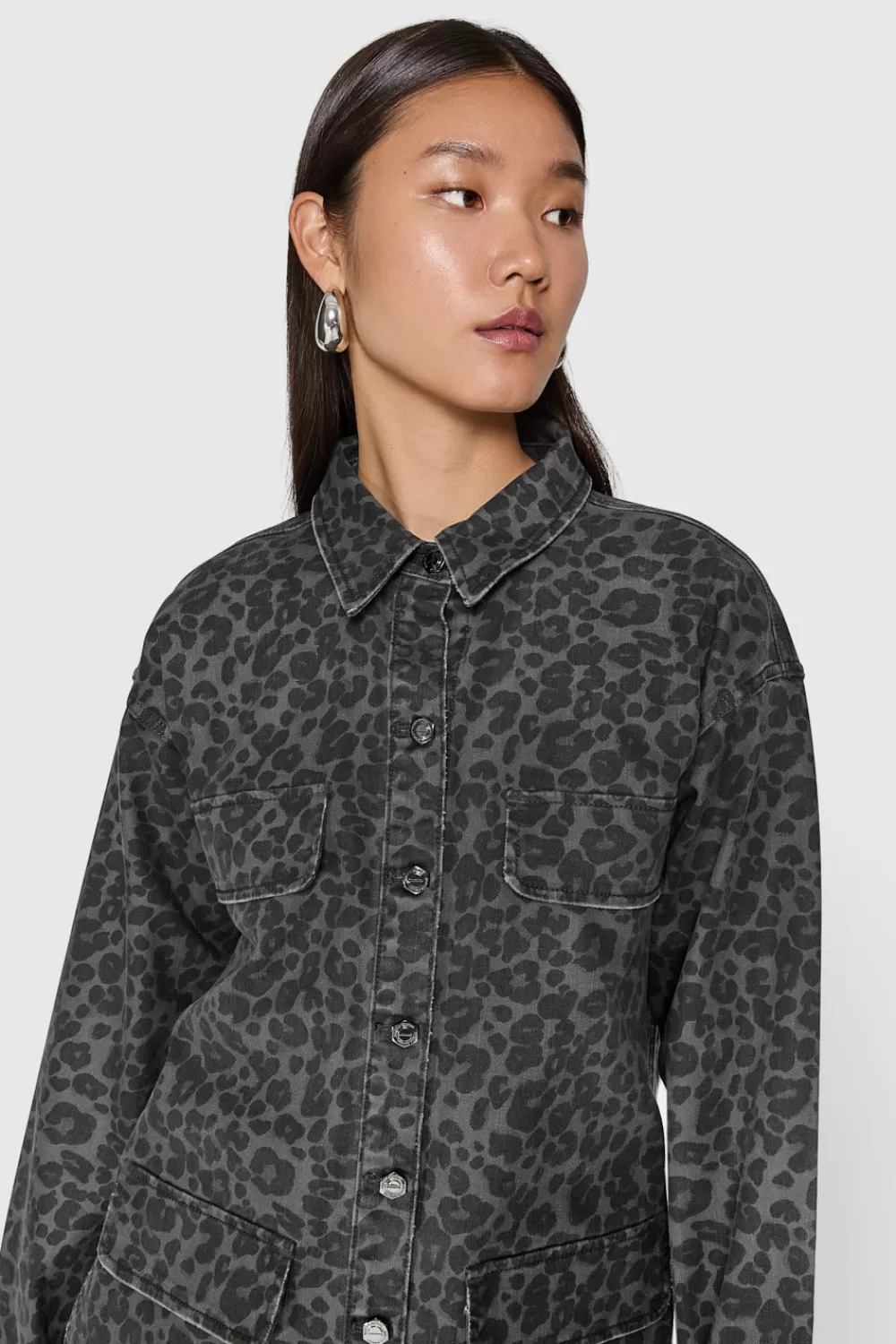 Hot Rebecca Minkoff Alfie Leopard Utility Dress GreyLeopard