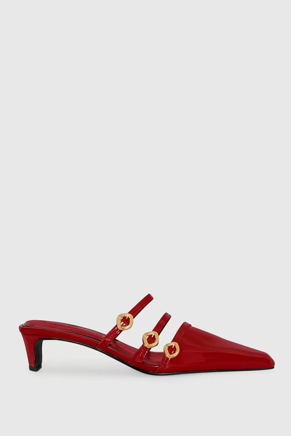 New Rebecca Minkoff Buckle Kitten Mule SeductionRed