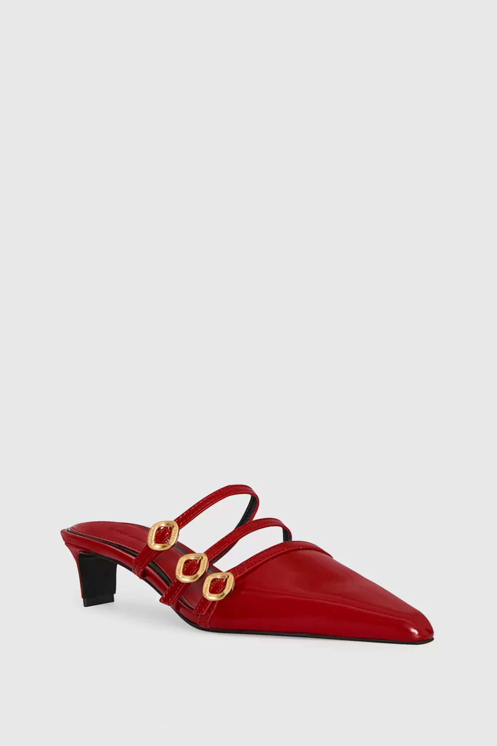 New Rebecca Minkoff Buckle Kitten Mule SeductionRed