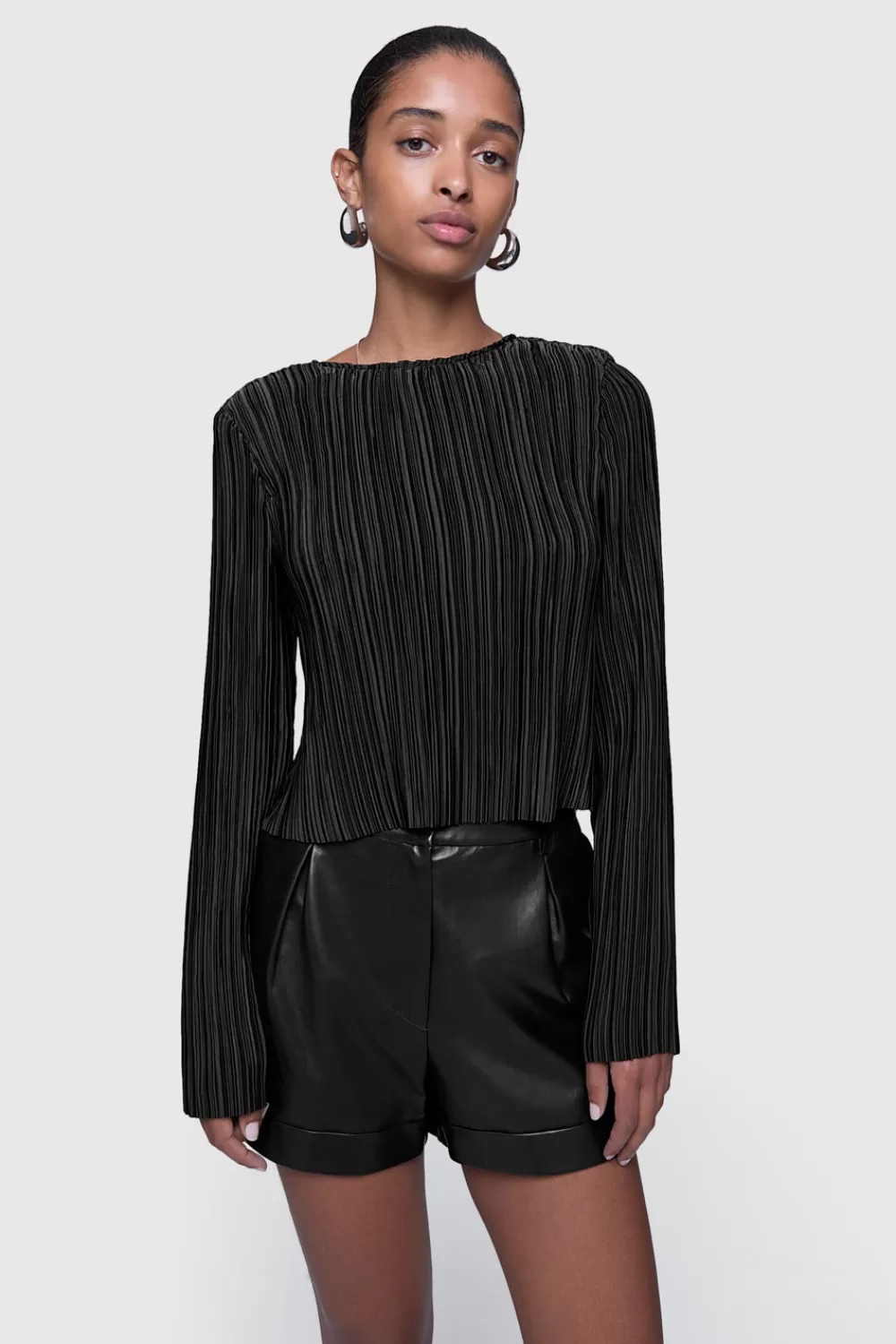 Store Rebecca Minkoff Calista Pleated Top TrueBlack