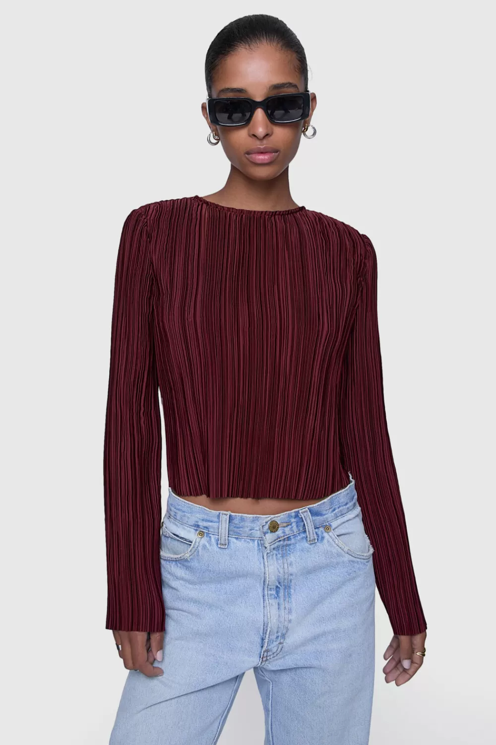 Sale Rebecca Minkoff Calista Pleated Top Lacquer