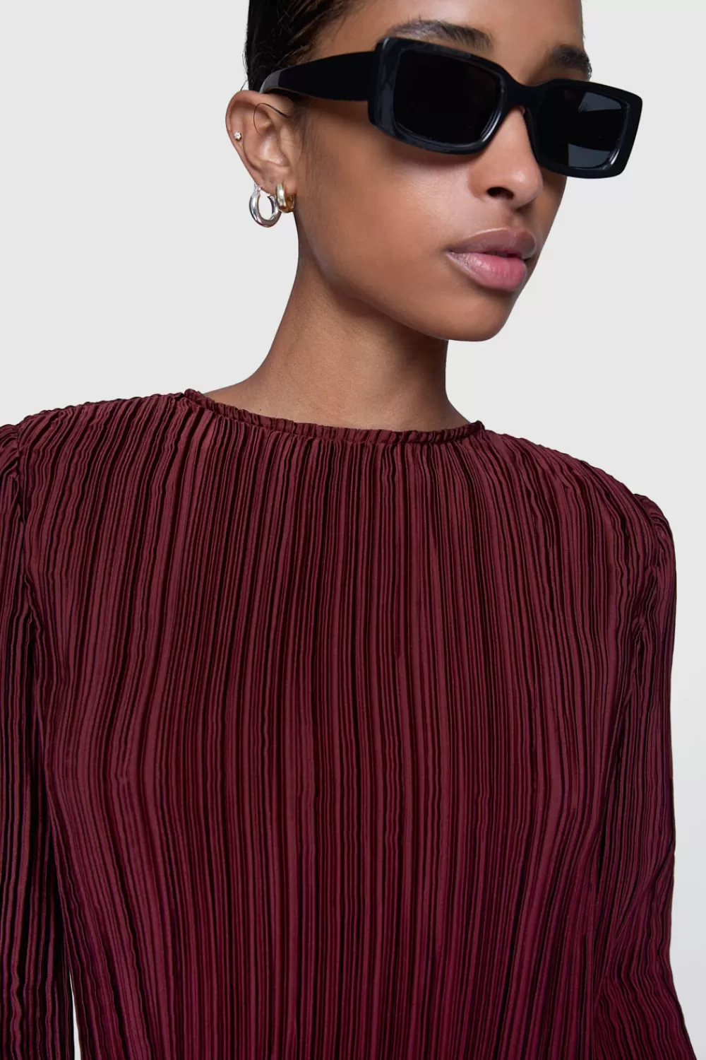 Sale Rebecca Minkoff Calista Pleated Top Lacquer