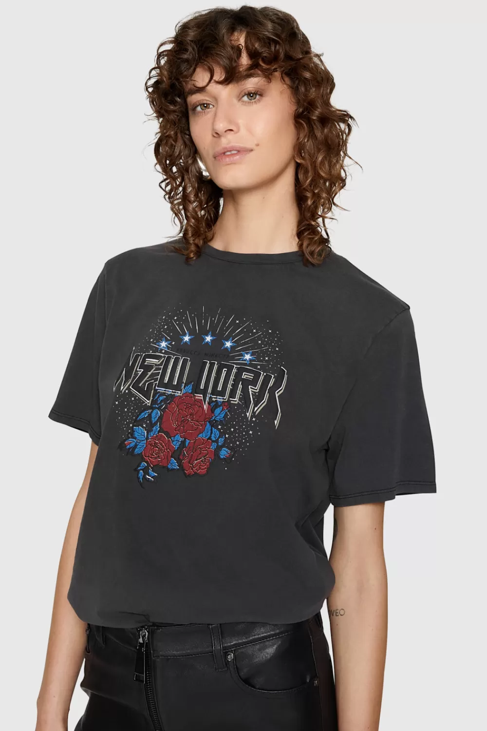 Cheap Rebecca Minkoff Carly Boyfriend T-Shirt DARKSTONEWASH