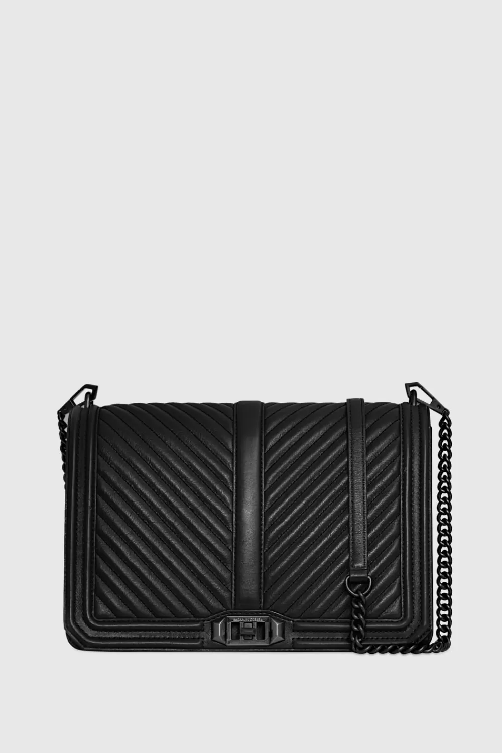 Sale Rebecca Minkoff Chevron Quilted Jumbo Love Crossbody BLACK/BLACKSHELLAC