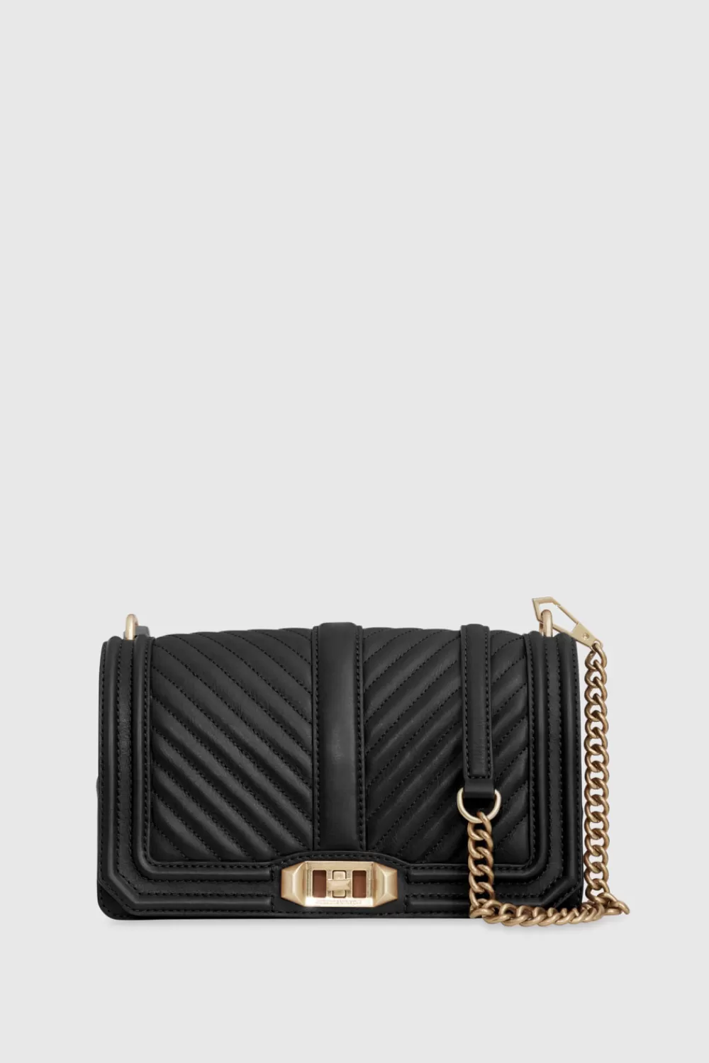 Flash Sale Rebecca Minkoff Chevron Quilted Love Crossbody BLACK/LIGHTGOLD