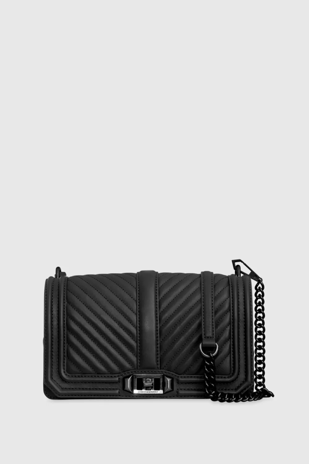 Cheap Rebecca Minkoff Chevron Quilted Love Crossbody BLACK/BLACKSHELLAC