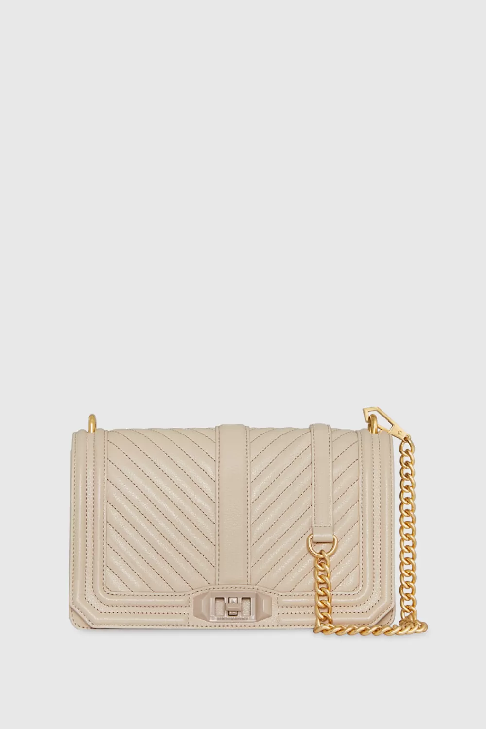 Discount Rebecca Minkoff Chevron Quilted Love Crossbody STONE