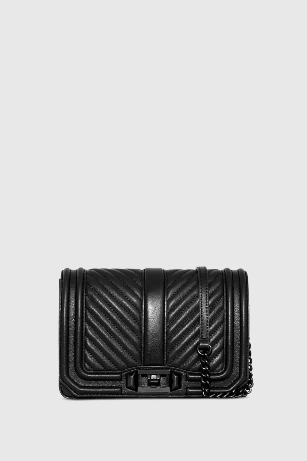 Cheap Rebecca Minkoff Chevron Quilted Small Love Crossbody BLACK/BLACKSHELLAC