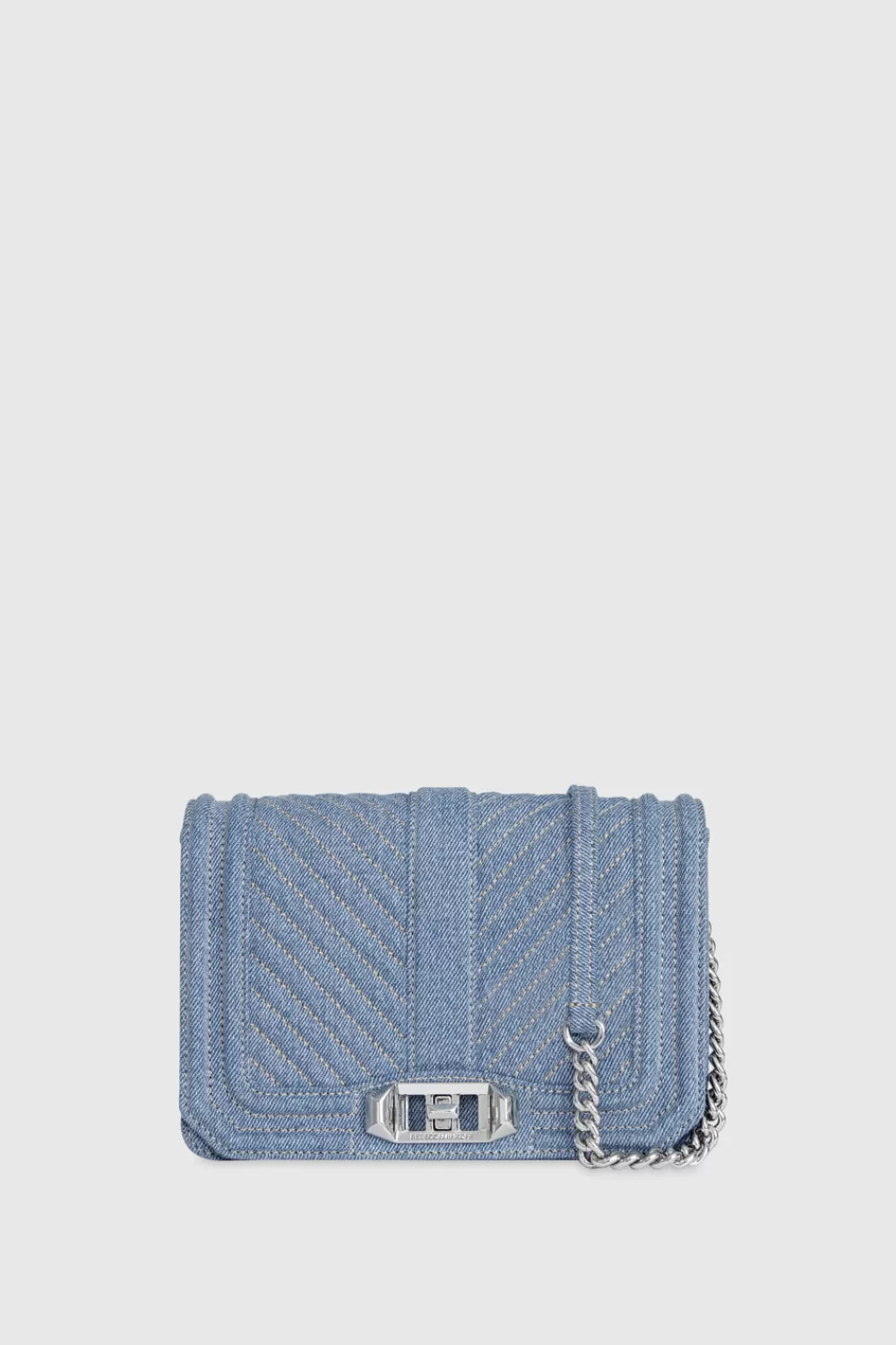 Fashion Rebecca Minkoff Chevron Quilted Small Love Crossbody DENIM