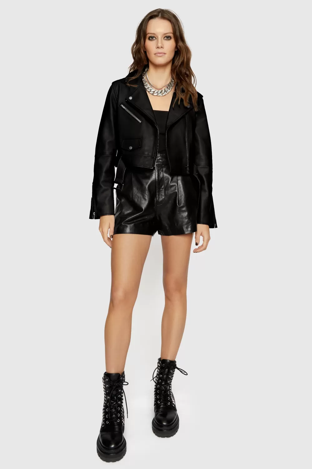 Cheap Rebecca Minkoff Cropped Jett Moto Jacket BLACK