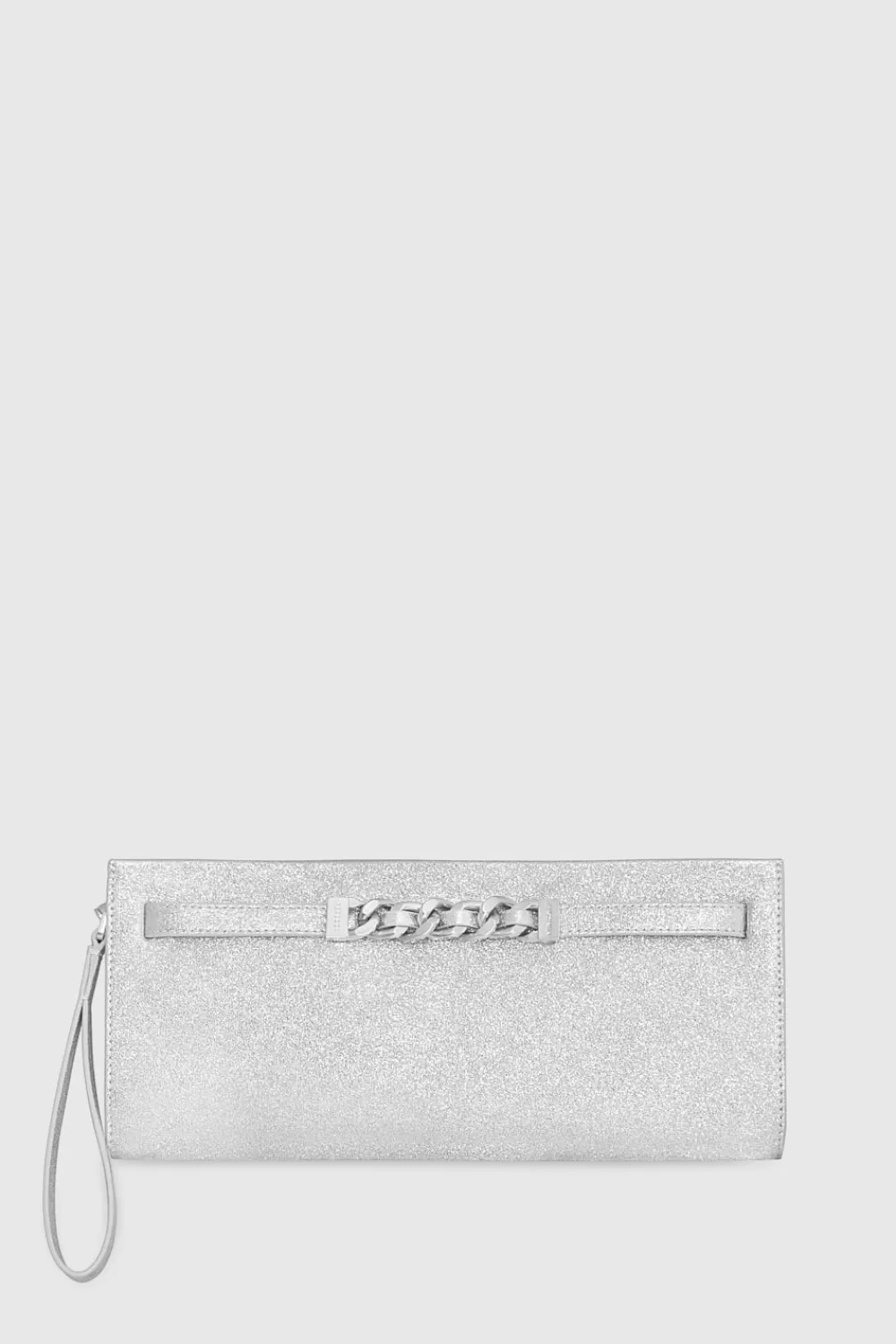 Best Sale Rebecca Minkoff Curb Link Clutch SILVER