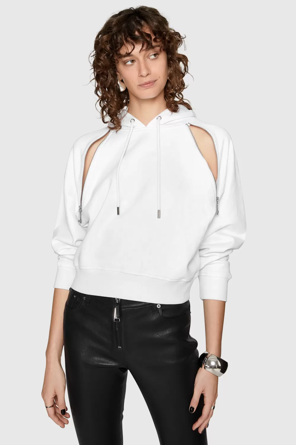 Best Rebecca Minkoff Dani Zipper Hoodie WHITE