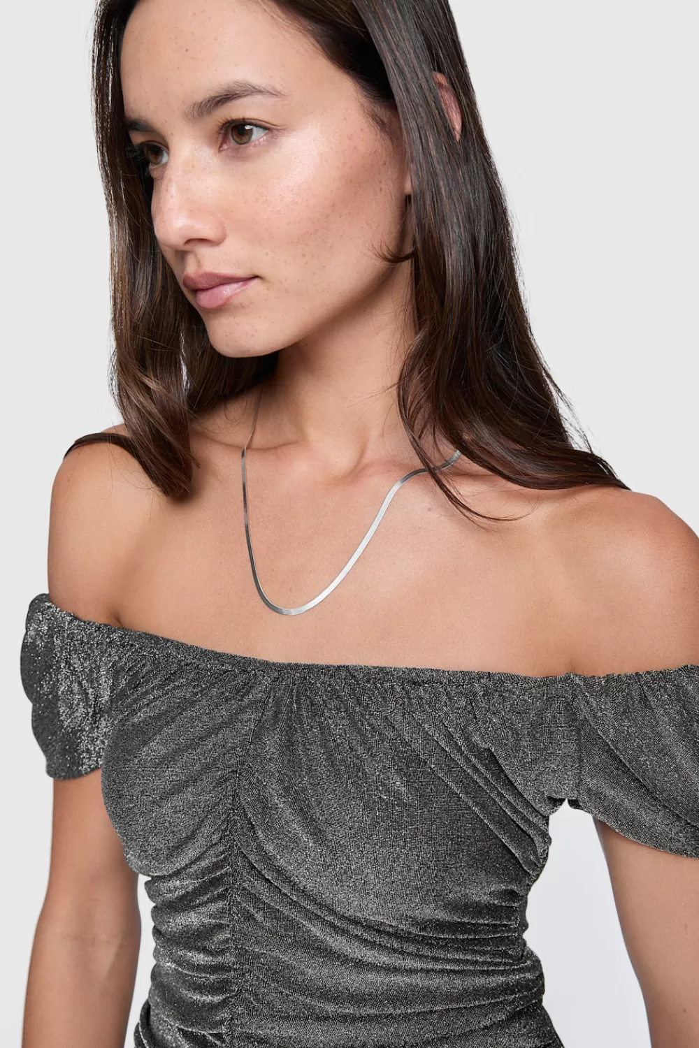 Fashion Rebecca Minkoff Devin Off Shoulder Top Gunmetal