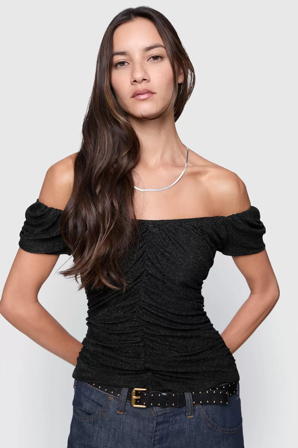 Hot Rebecca Minkoff Devin Off Shoulder Top TrueBlack