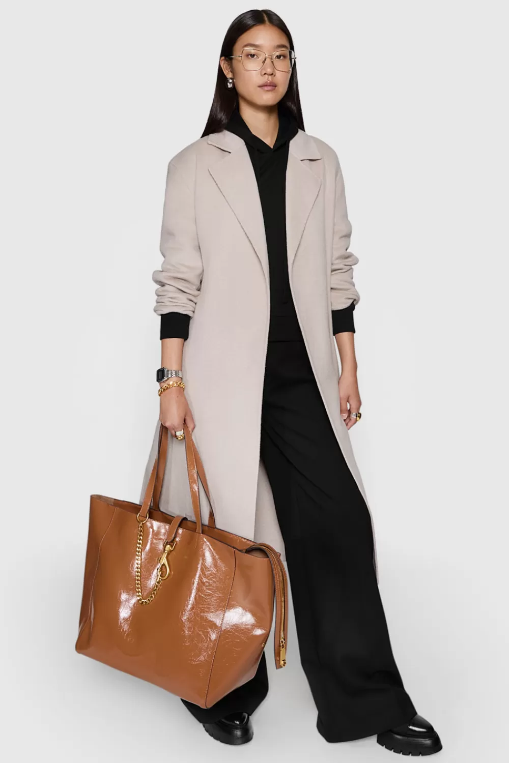 Flash Sale Rebecca Minkoff Double Face Wool Belted Wrap Coat STONE