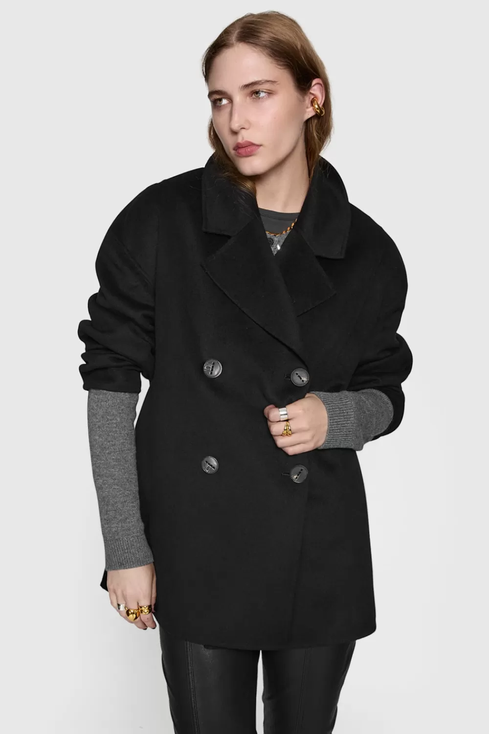 Best Sale Rebecca Minkoff Double Face Wool Peacoat BLACK