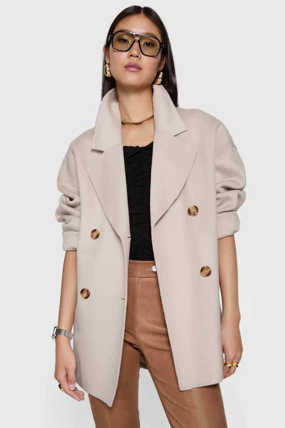 Fashion Rebecca Minkoff Double Face Wool Peacoat STONE