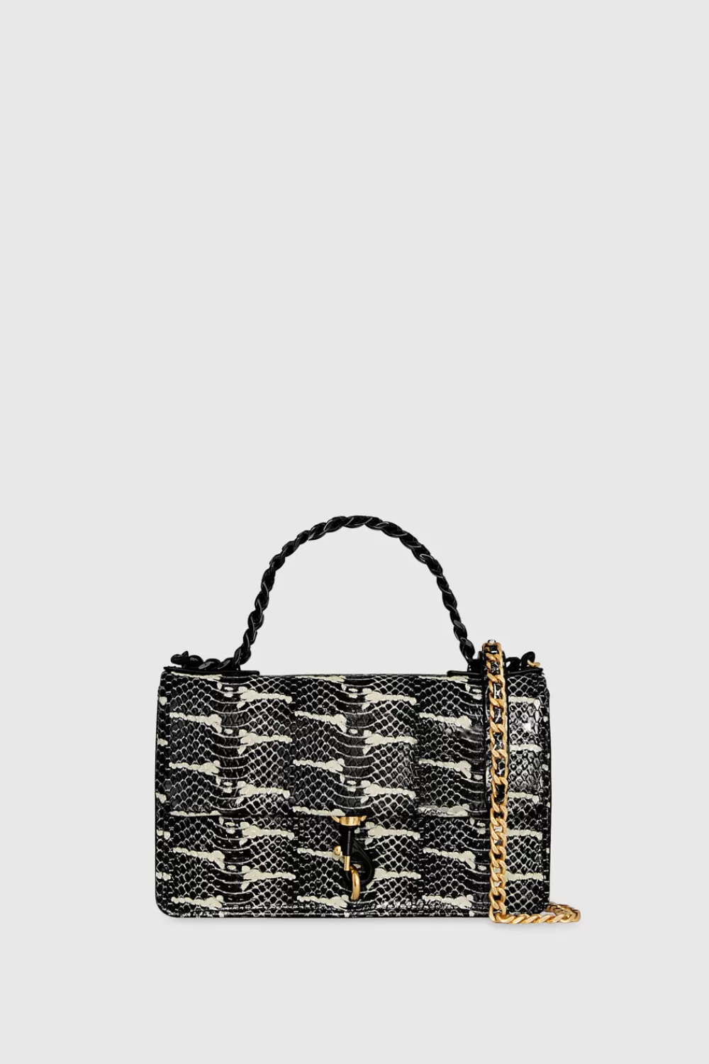 New Rebecca Minkoff Edie Mini Crossbody On A Chain BLACKWHITESNAKE