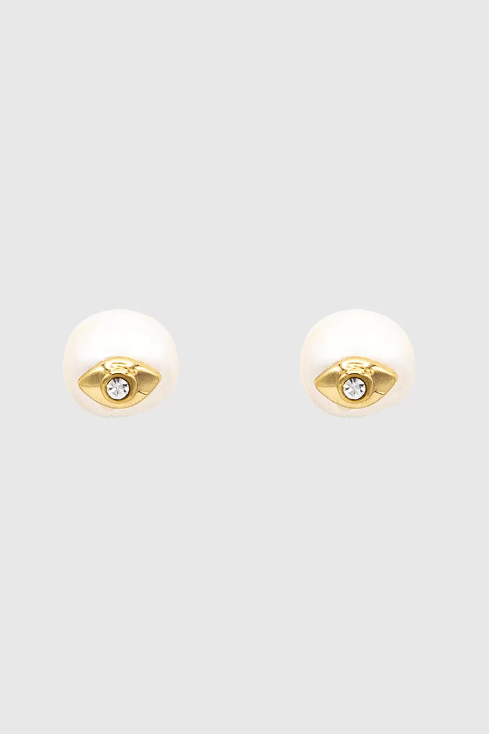 New Rebecca Minkoff Evil Eye Pearl Stud Earring SHINYGOLD