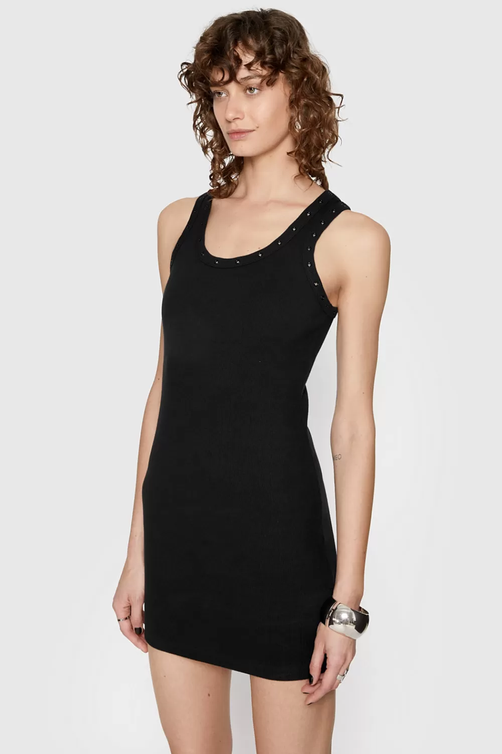 Shop Rebecca Minkoff Faith Studded Mini Dress BLACK