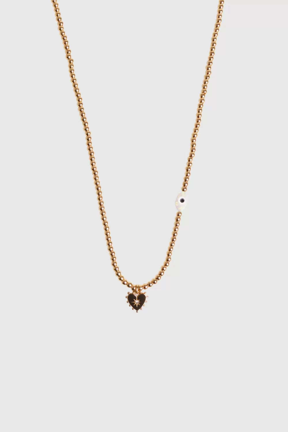 Outlet Rebecca Minkoff Gold Beaded Necklace With Studded Heart & Evil Eye