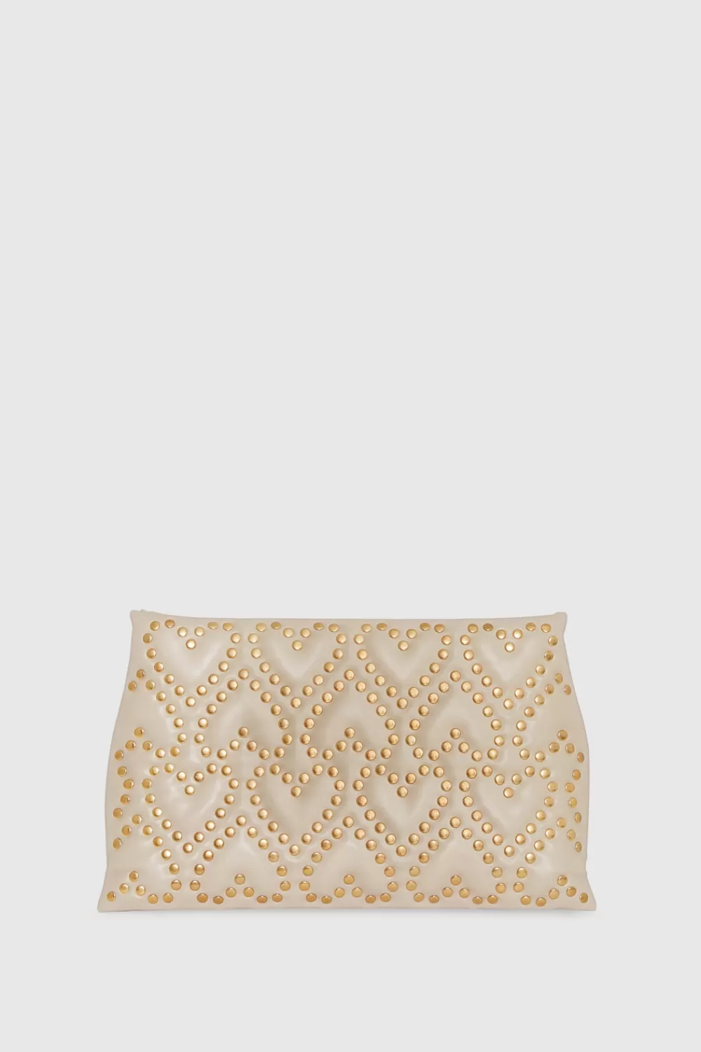 Clearance Rebecca Minkoff Heart Stud Quilt Pillow Clutch STONE