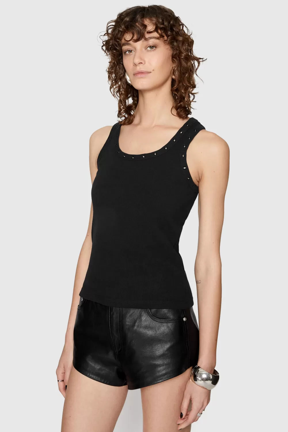 Hot Rebecca Minkoff Holly Studded Tank Top BLACK