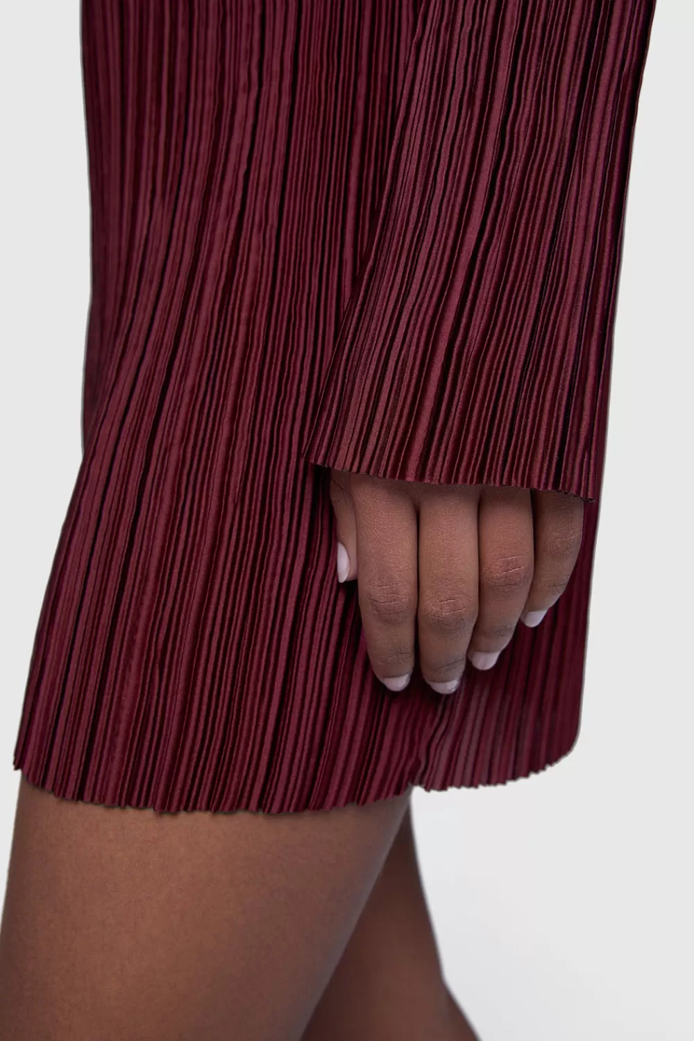 Hot Rebecca Minkoff Iris Pleated Long Sleeve Mini Lacquer