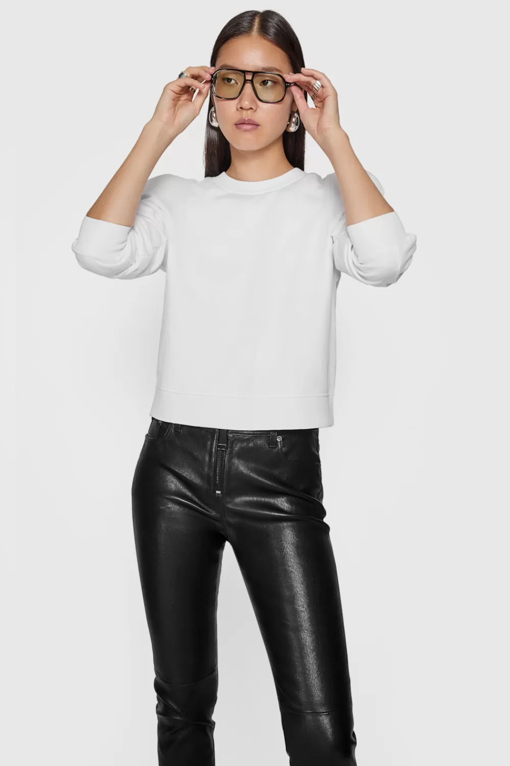 Shop Rebecca Minkoff Jade Sculpted Sweatshirt BrightWhite