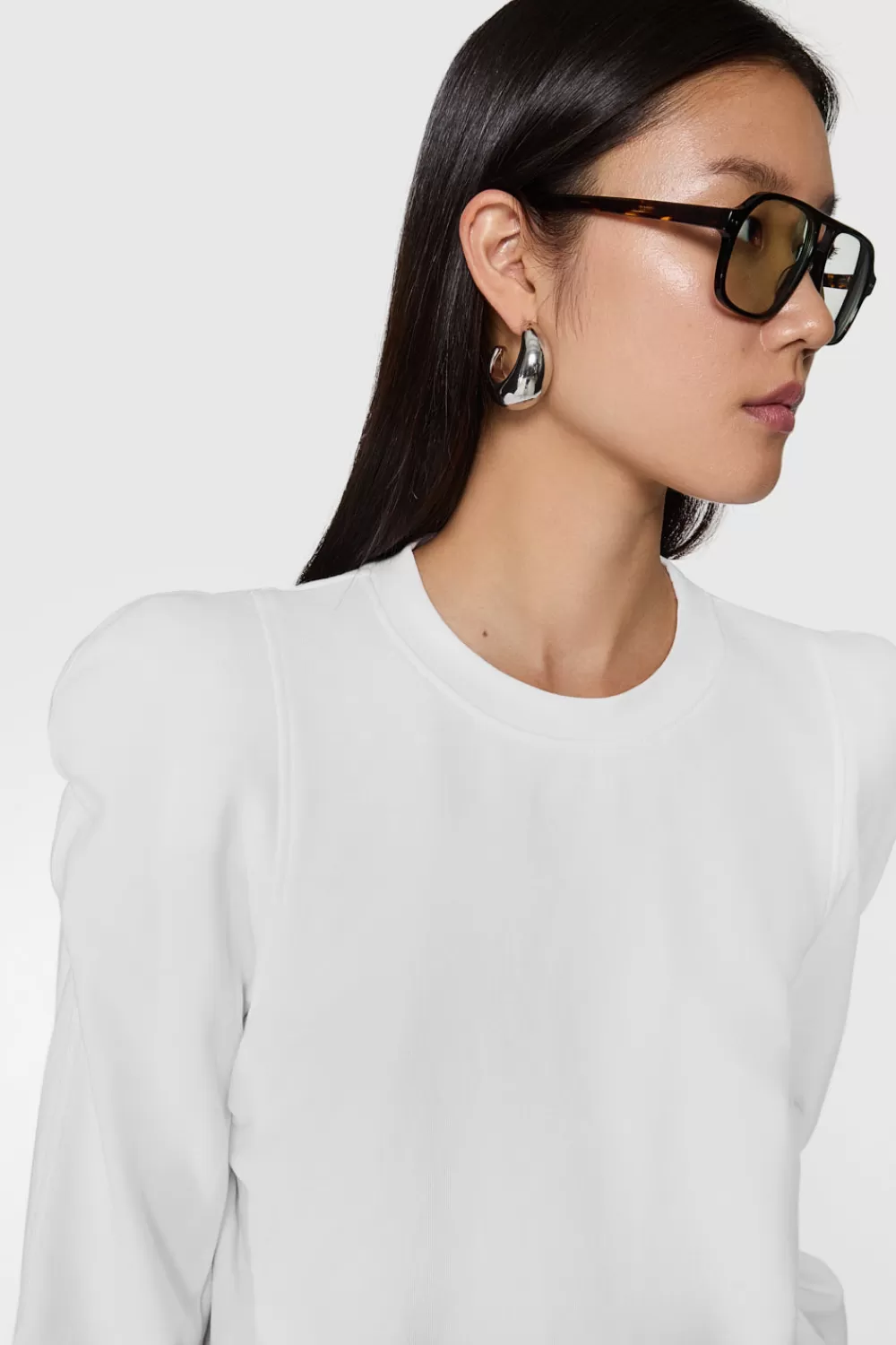 Shop Rebecca Minkoff Jade Sculpted Sweatshirt BrightWhite