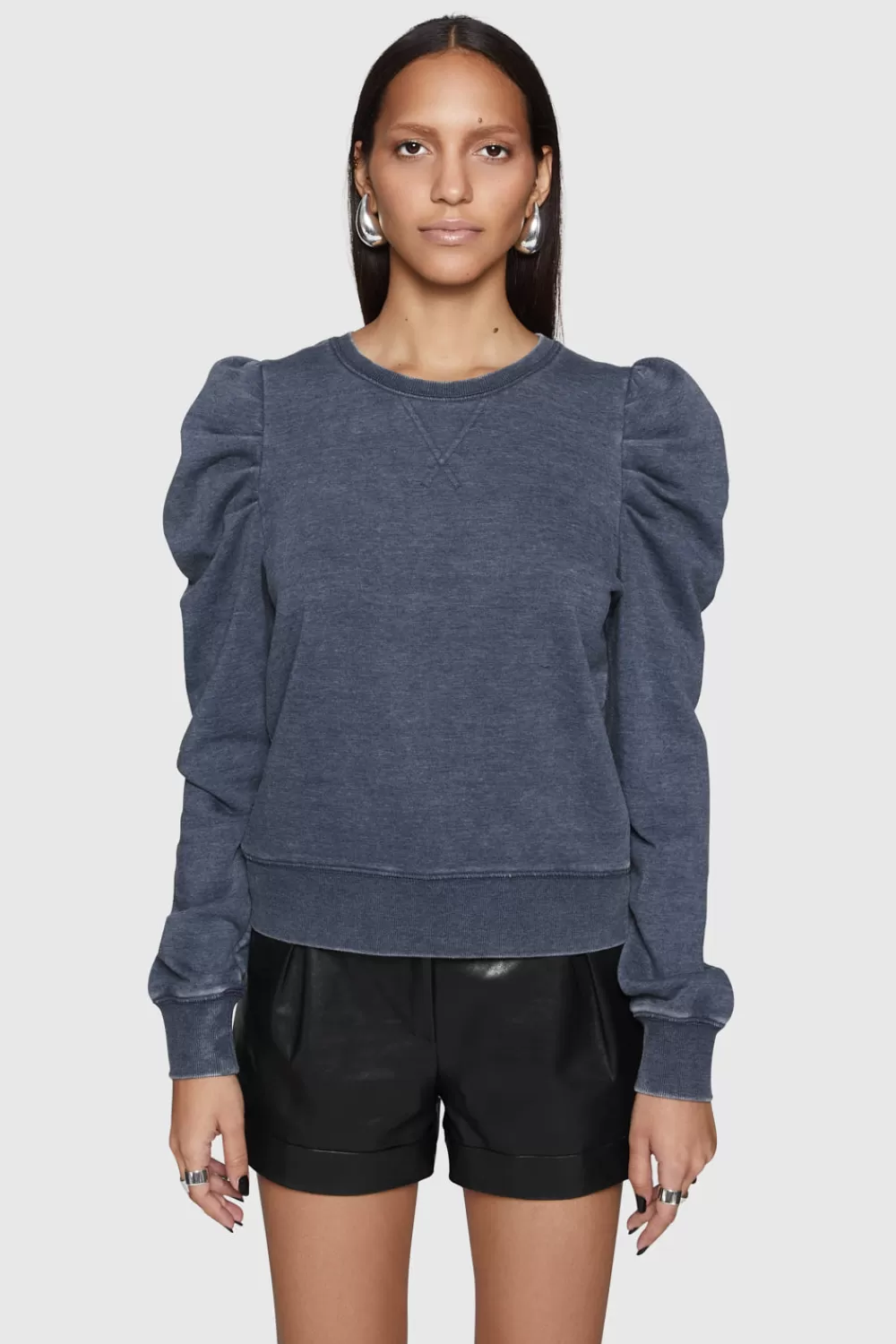 New Rebecca Minkoff Janine Sweatshirt IndigoAcidWash