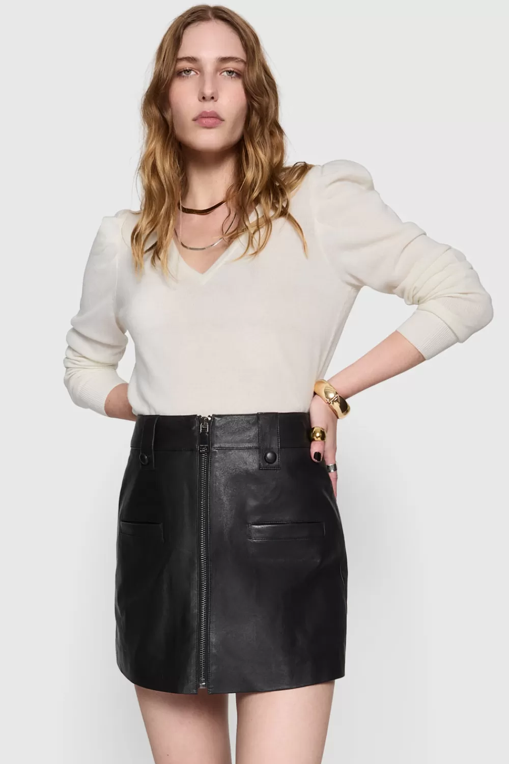 Sale Rebecca Minkoff Julia Leather Skort TrueBlack