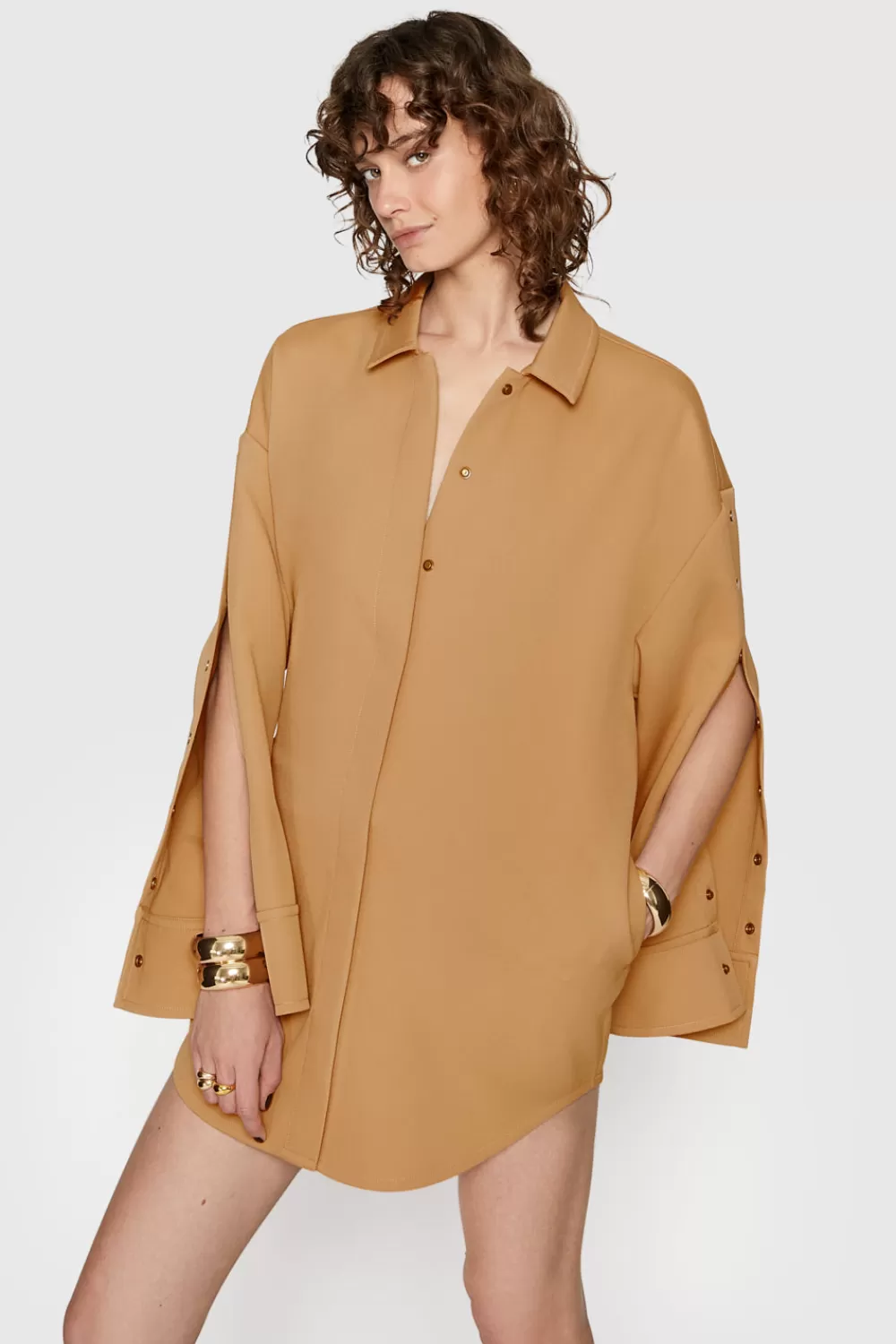 Cheap Rebecca Minkoff Kennedy Shacket CAMEL