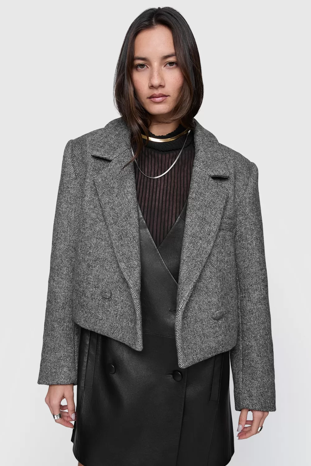 Shop Rebecca Minkoff Margo Crop Coat Herringbone