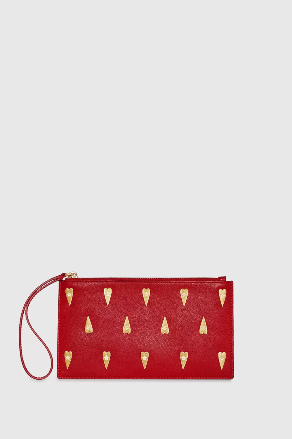 Cheap Rebecca Minkoff Medium Heart Studded Pouch CHILI