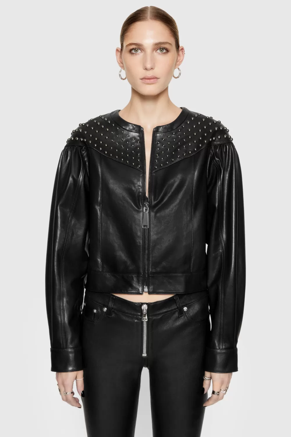 Flash Sale Rebecca Minkoff Ozzy Studded Leather Jacket TRUEBLACK