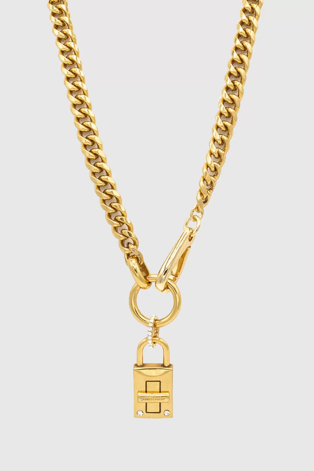 New Rebecca Minkoff Padlock Toggle Necklace WARMGOLD