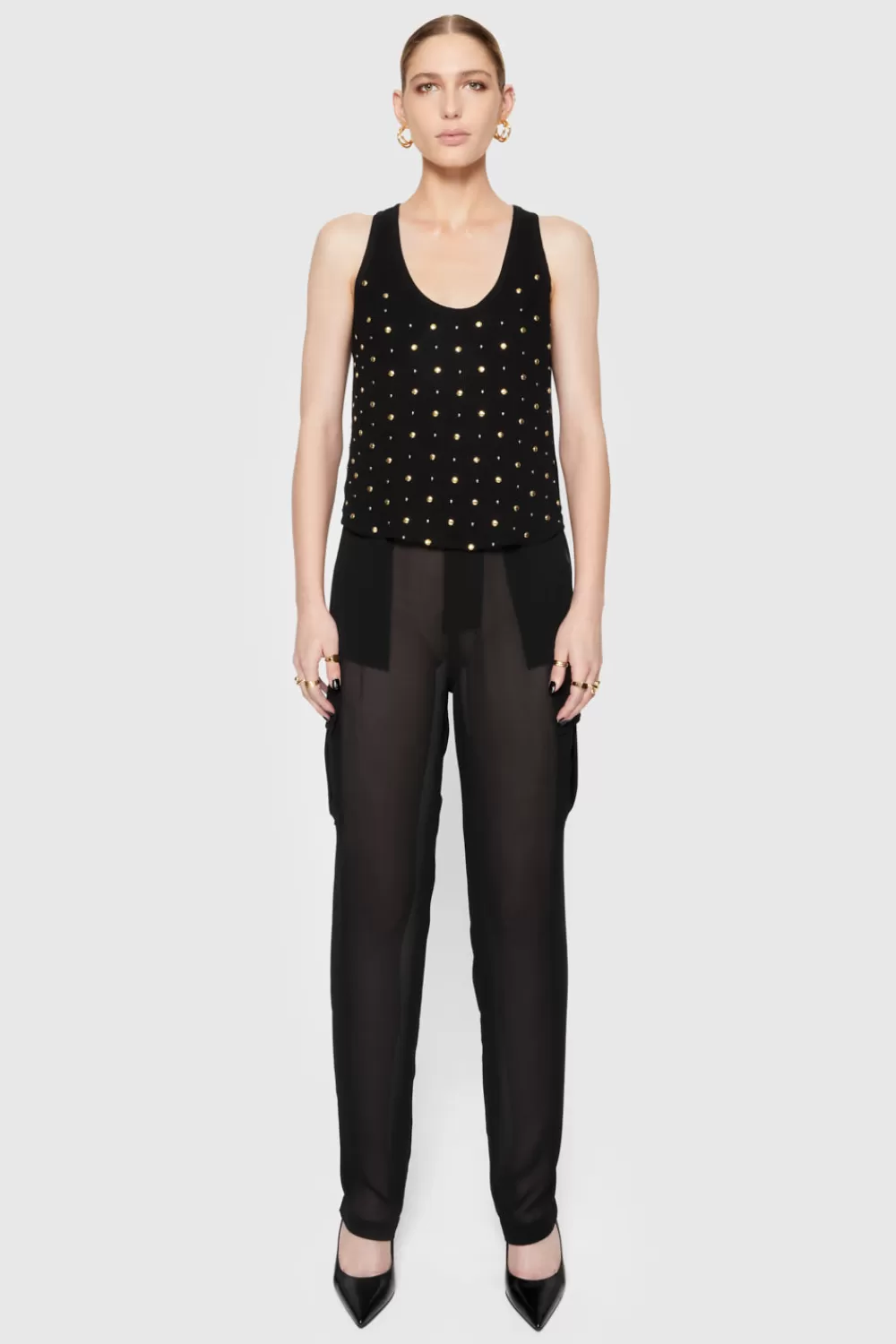 Outlet Rebecca Minkoff Presley Sheer Cargo Pant TRUEBLACK