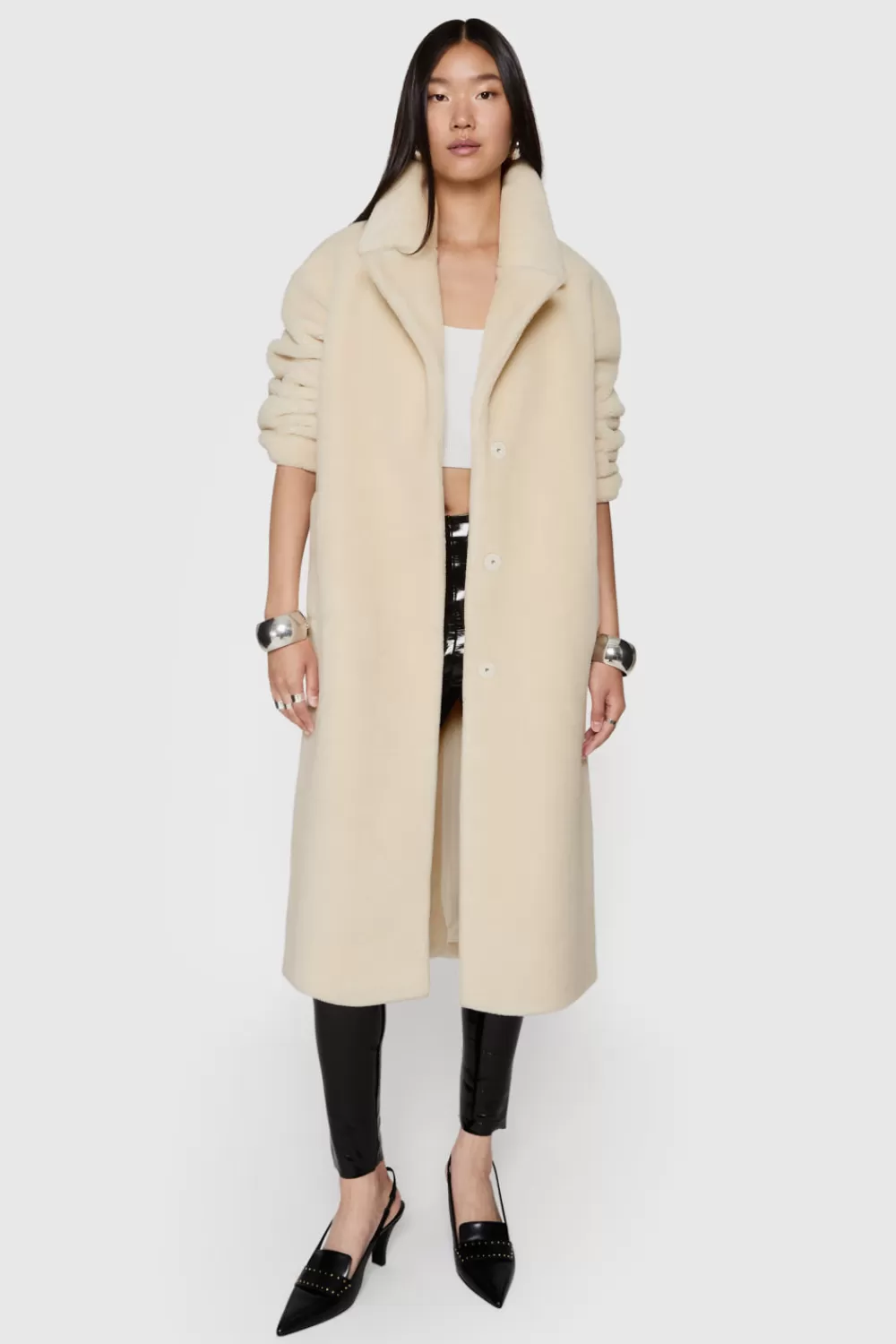 Store Rebecca Minkoff Sherpa Coat With Notch Lapel BIRCH