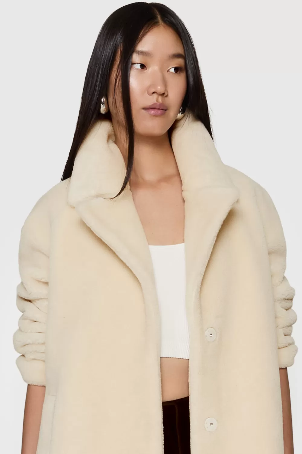 Store Rebecca Minkoff Sherpa Coat With Notch Lapel BIRCH