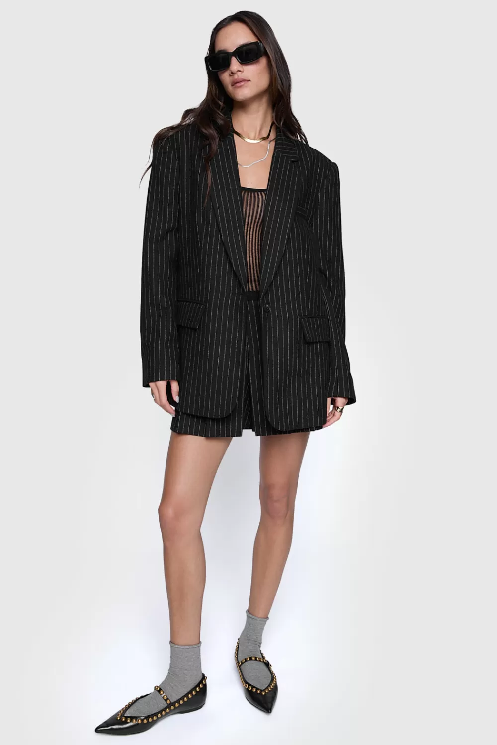 Sale Rebecca Minkoff Starlet Stripe Blazer Pinstripes