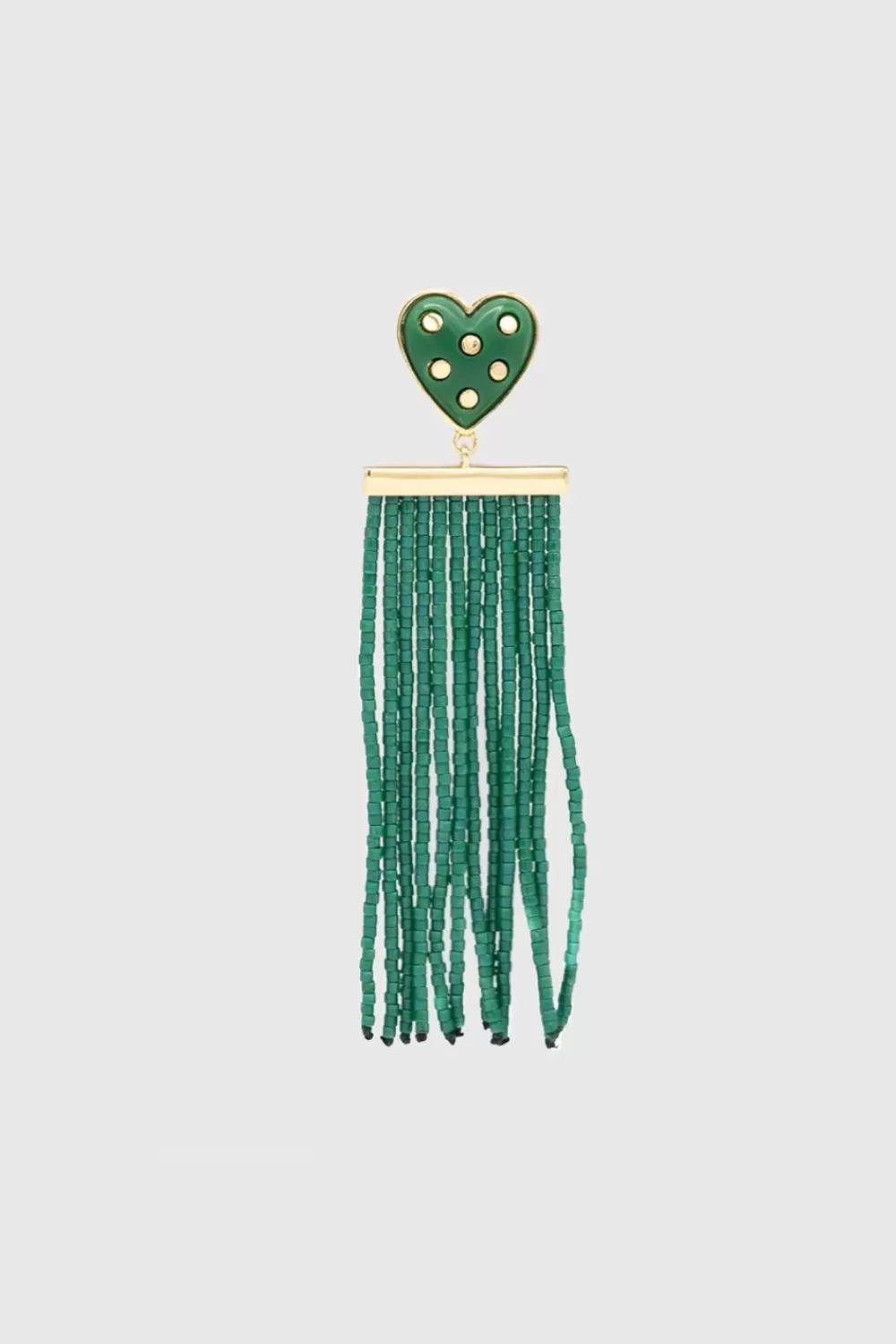 Clearance Rebecca Minkoff Studded Heart Fringe Seed Bead Earrings