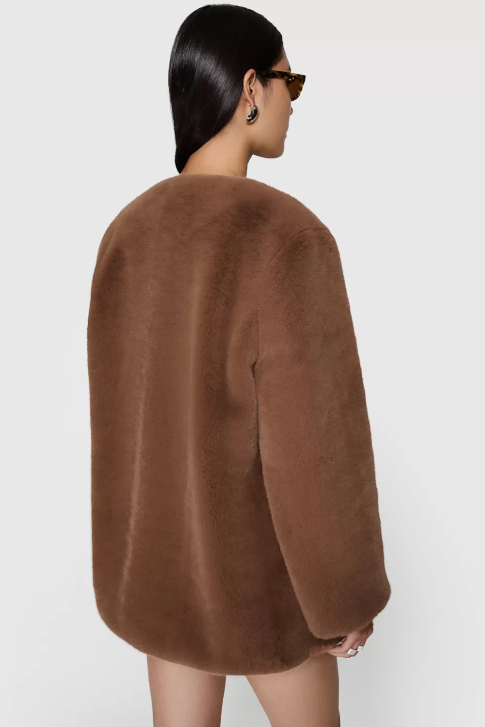 Online Rebecca Minkoff Vegan Fur Collarless Jacket VICUNA