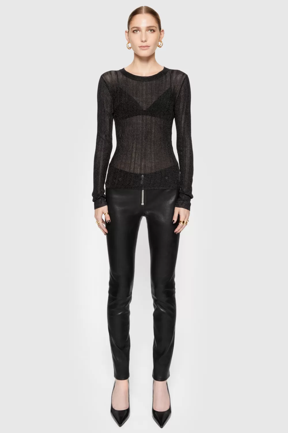 New Rebecca Minkoff Ziggy Leather Pant TRUEBLACK