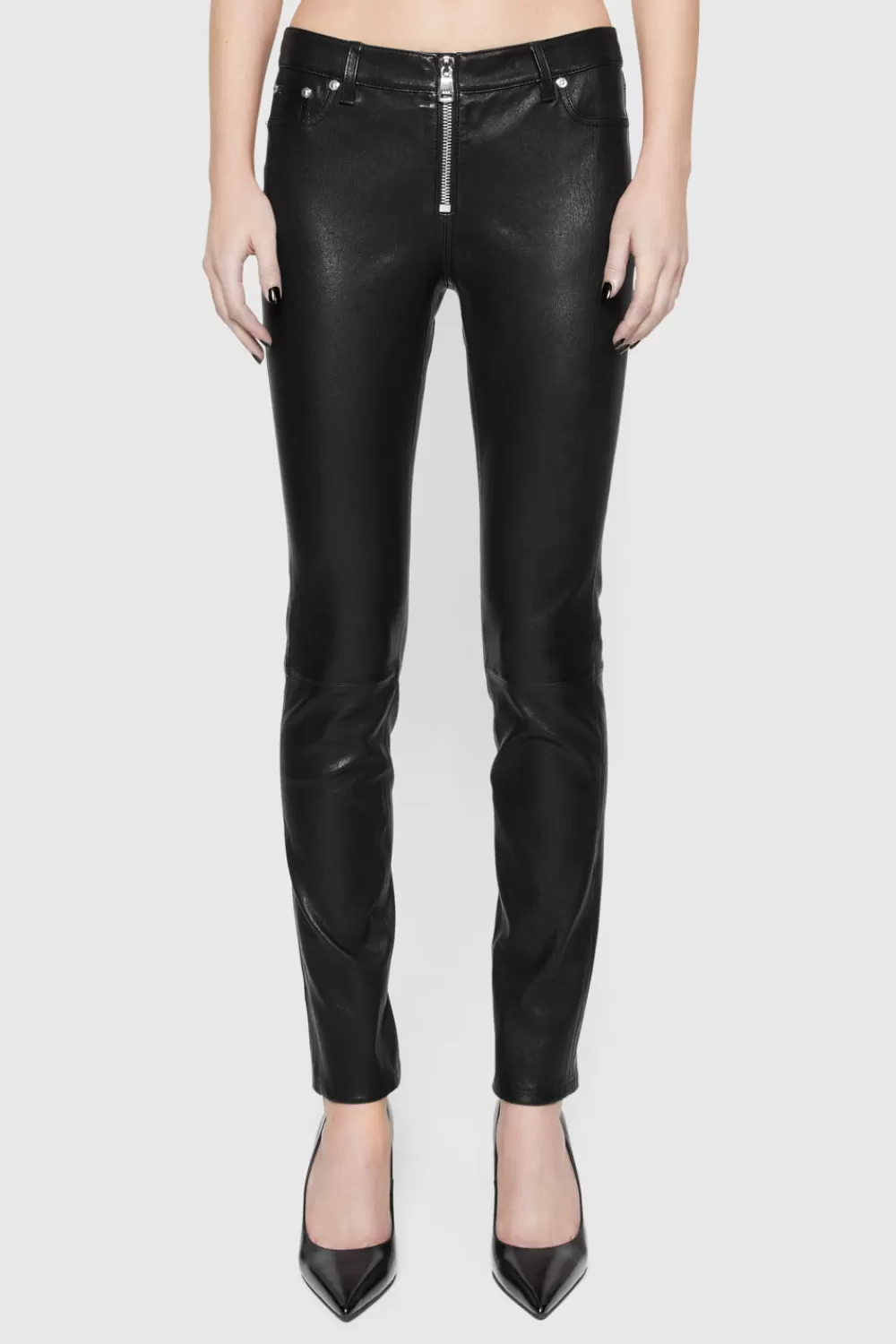 New Rebecca Minkoff Ziggy Leather Pant TRUEBLACK